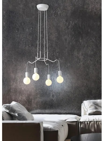 Lustră pe cablu BASSO 4xE27/40W/230V albă