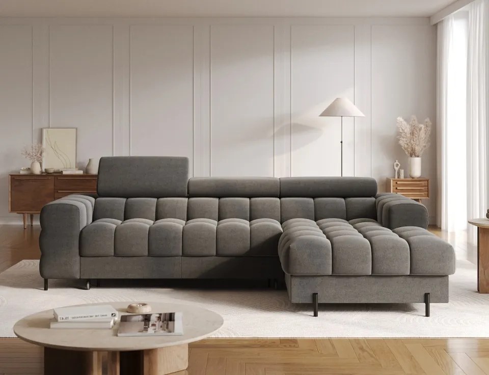 Coltar extensibil cu spatiu pentru depozitare, 285x181x93 cm, Felro R, Eltap (Culoare: Gri inchis / Sola 6)