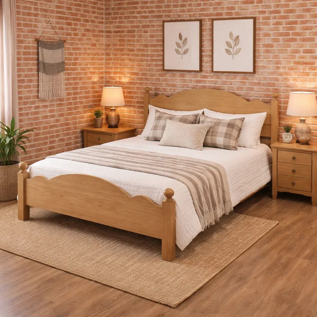 Pat Aria matrimonial - 160x200 cm - din lemn masiv de brad ,    culoare personalizabila