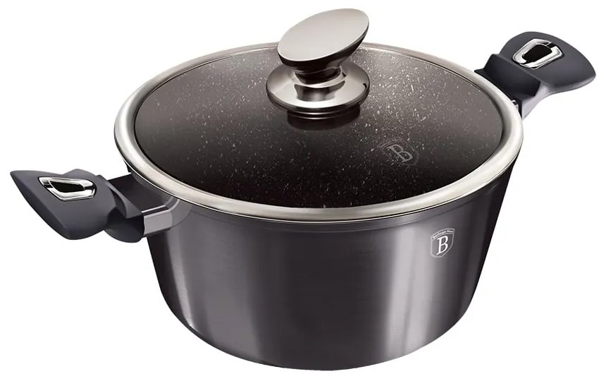 Oala marmorata cu capac 20 cm Carbon Pro Berlinger Haus BH 6892