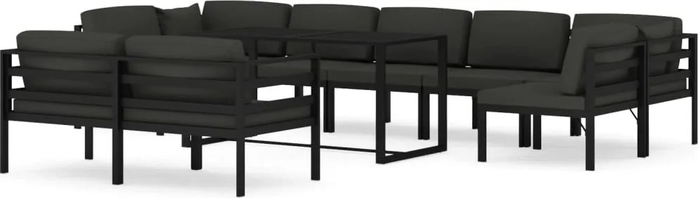 vidaXL Set mobilier relaxare grădină 10 piese perne aluminiu antracit
