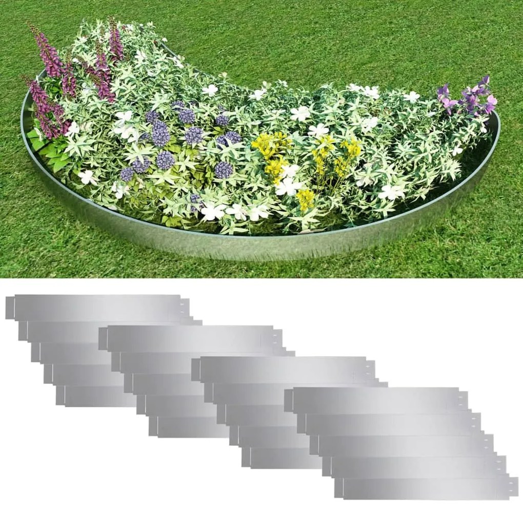 vidaXL Set gard gazon plăci flexibile 20 buc. 100x14 cm oțel zincat
