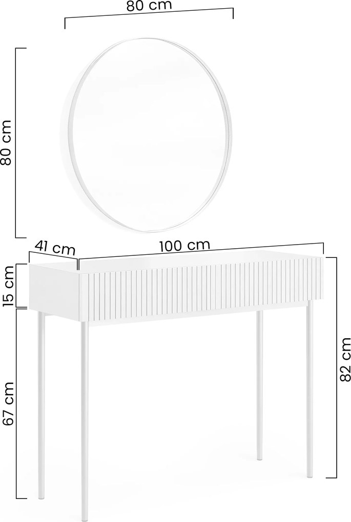 Masa de toaletă cu oglindă aurie Nicole 80 cm - cașmir / picioare aurii