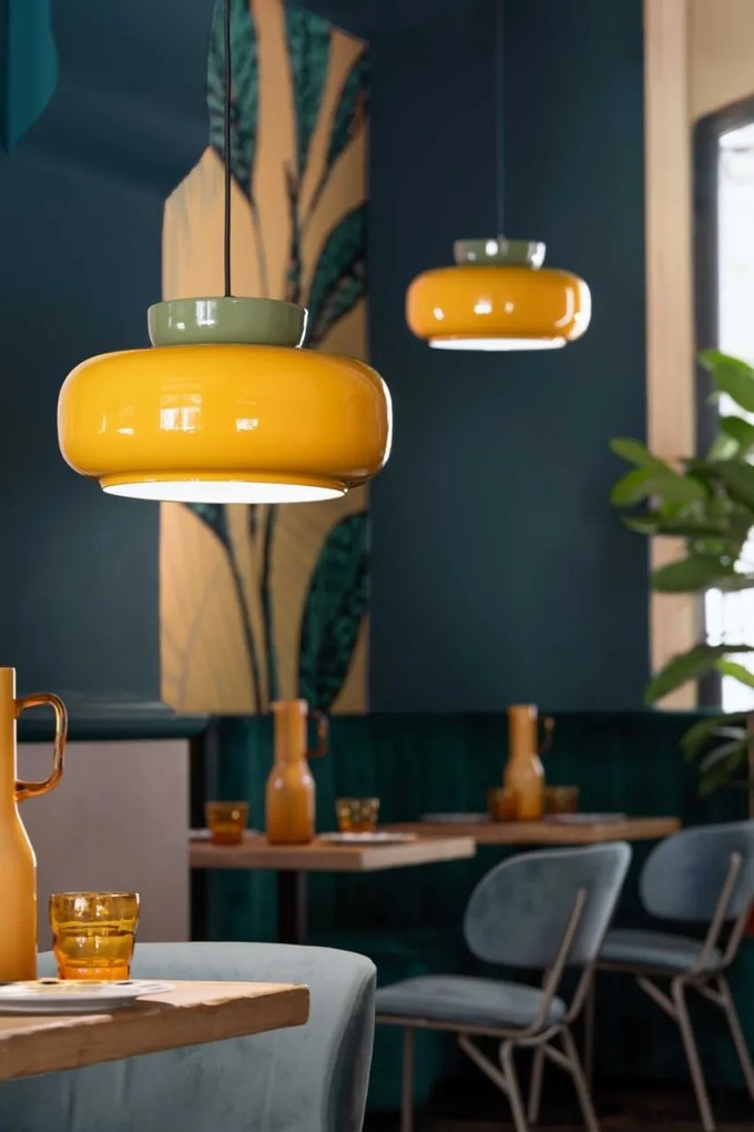 Lustra design retro realizata manual din ceramica si sticla MARACANÀ