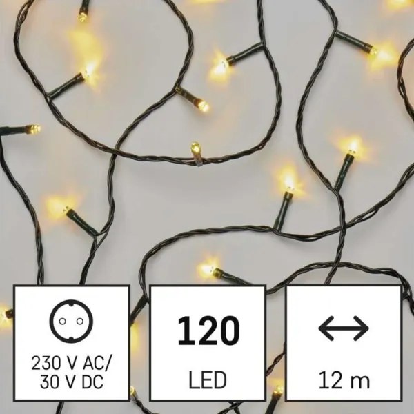 Ghirlandă LED pentru exterior, 120 LED, 8 moduri, 17 m, IP44, alb cald