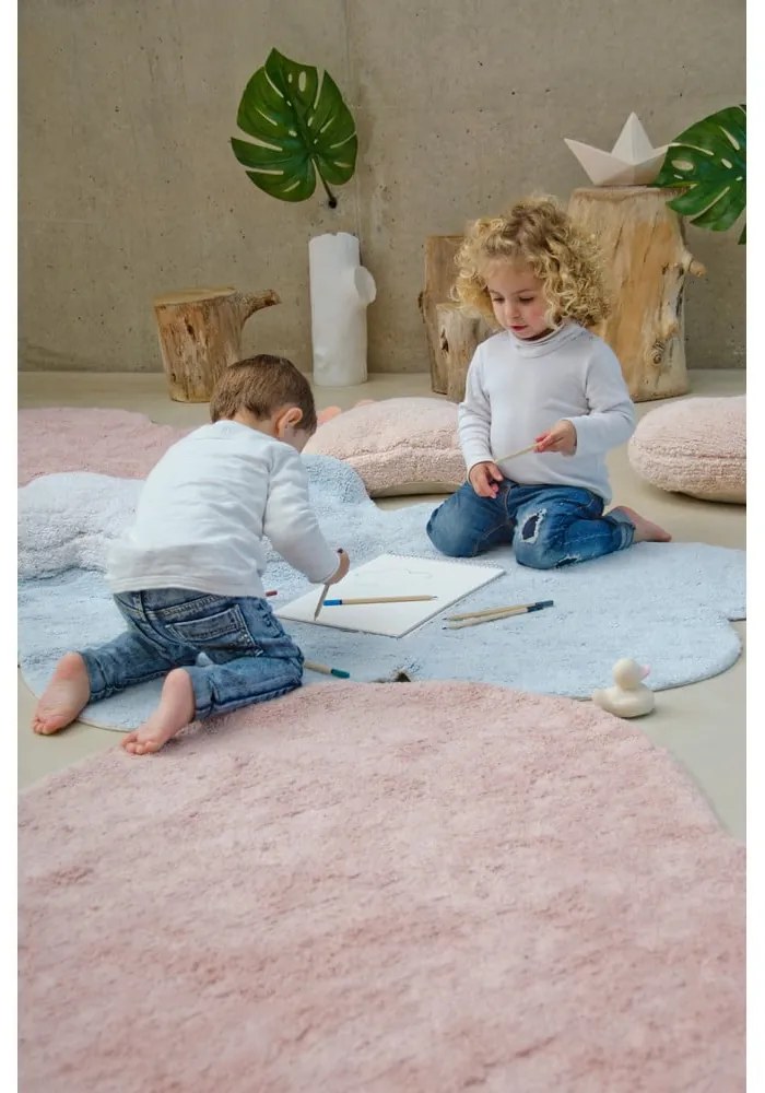 Covor pentru copii roz lavabil/țesut manual din bumbac 160x180 cm Puffy Love – Lorena Canals