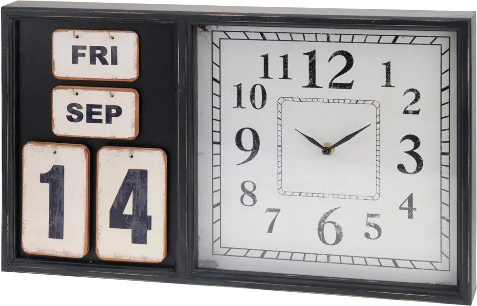 Ceas de perete cu calendar, Home Styling Collection, Negru/Alb