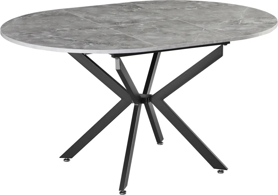 Masă extensibilă de dining, beton/neagră, 100x100-140x75 cm, ABERO TIP 1