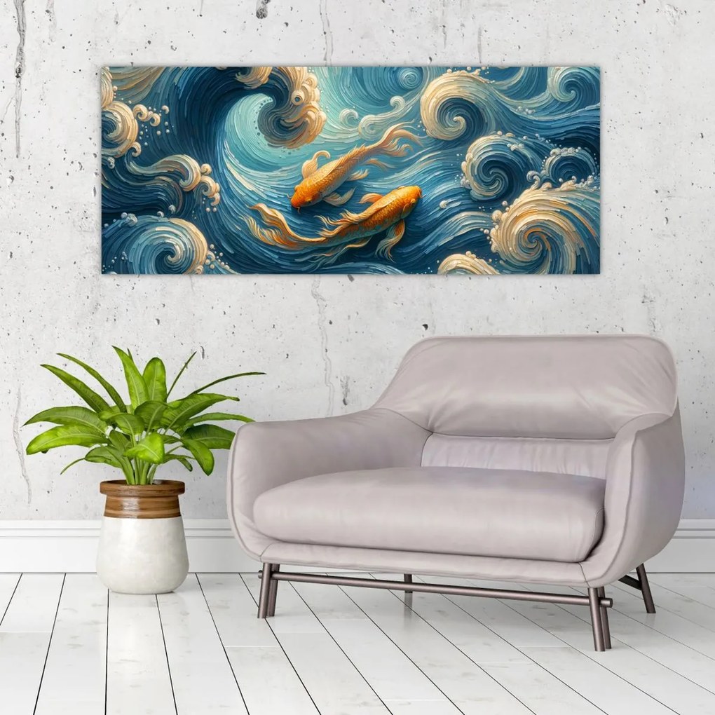 Tablou - Pești aurii (120x50 cm)