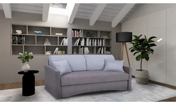 Canapea extensibilă tapițată PAUL, 3 locuri, pentru dormit zilnic, cu cotiere, gri