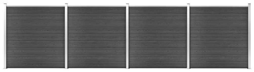 vidaXL Set de panouri de gard, negru, 699x186 cm, WPC