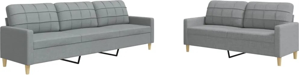 vidaXL Set de canapele, 2 piese, gri deschis, material textil