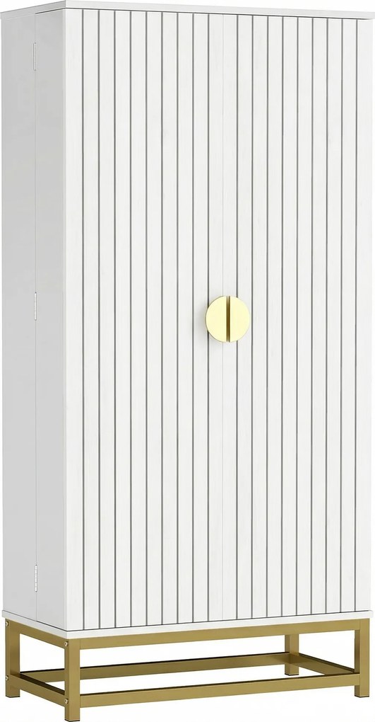 HOMCOM Dulap de bucătărie mobilier depozitare cu 12 rafturi pe uși, rafturi reglabile, 58x29x119,5cm, alb | Aosom Romania