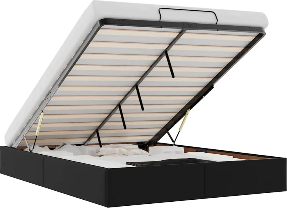 vidaXL Cadru de pat otoman fără saltea Negru piele artificială