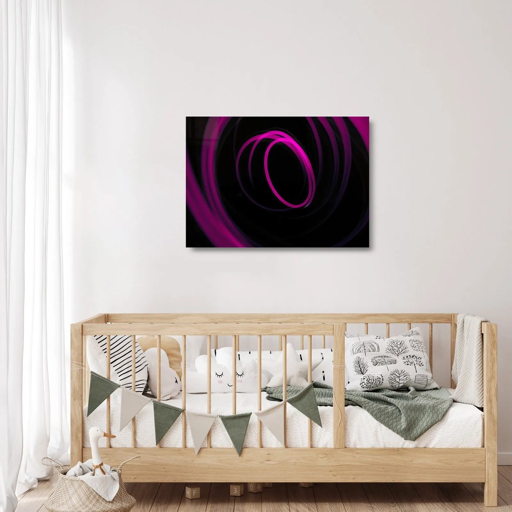 Tablou pe sticlă - linii violete (70x50 cm)