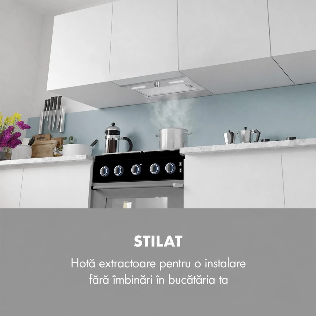 Klarstein Simplica, hotă, încorporat, 52 cm, extracție aerului: 440 m³ / h, LED, oțel inoxidabil
