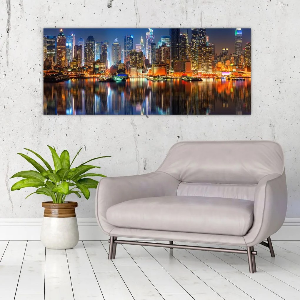 Tablou cu Manhattan noaptea (120x50 cm)