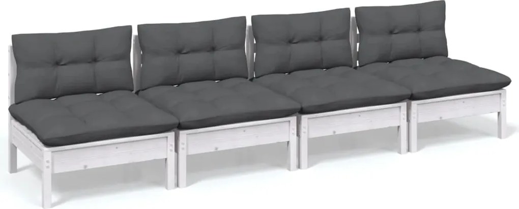 vidaXL Canapea grădină cu 4 locuri, cu perne antracit, lemn masiv pin