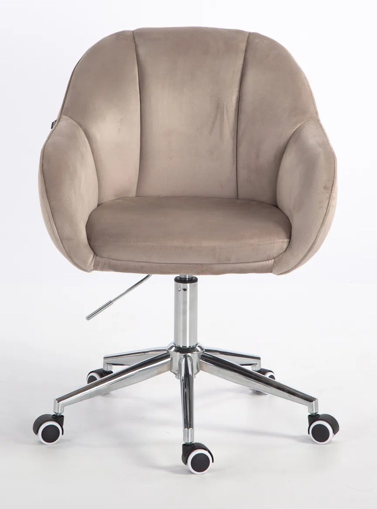 HR2055K Scaun Latte din Catifea cu Bază Cromata