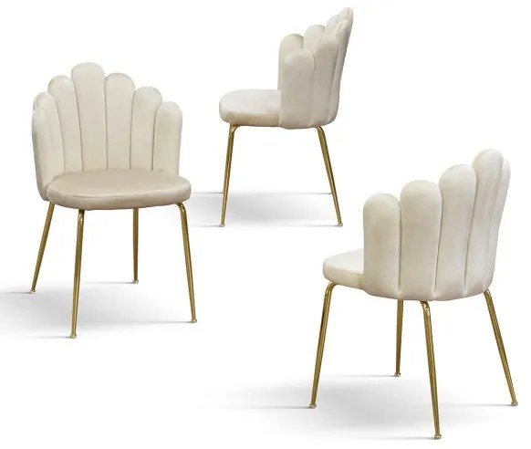 PAZZO DESIGN Set de 4 scaune Sissi Alb din catifea și picioare metalice | Aosom Romania