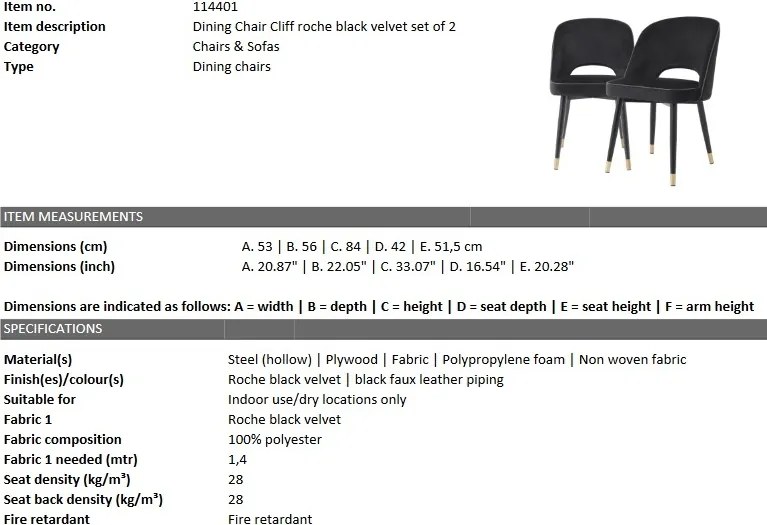 Set de 2 scaune design elegant Cliff, negru 114401 HZ