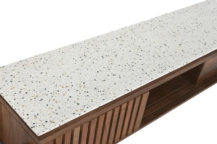 Comoda TV, natur, din lemn de acacia si blat din terrazo, Brione