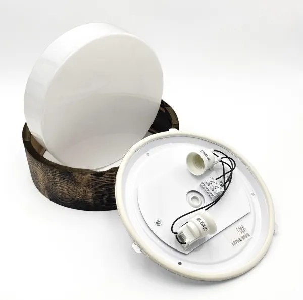 Plafonieră baie OAK SMOKY 2xE27/15W/230V IP54, Ø 27,5 cm, stejar maro