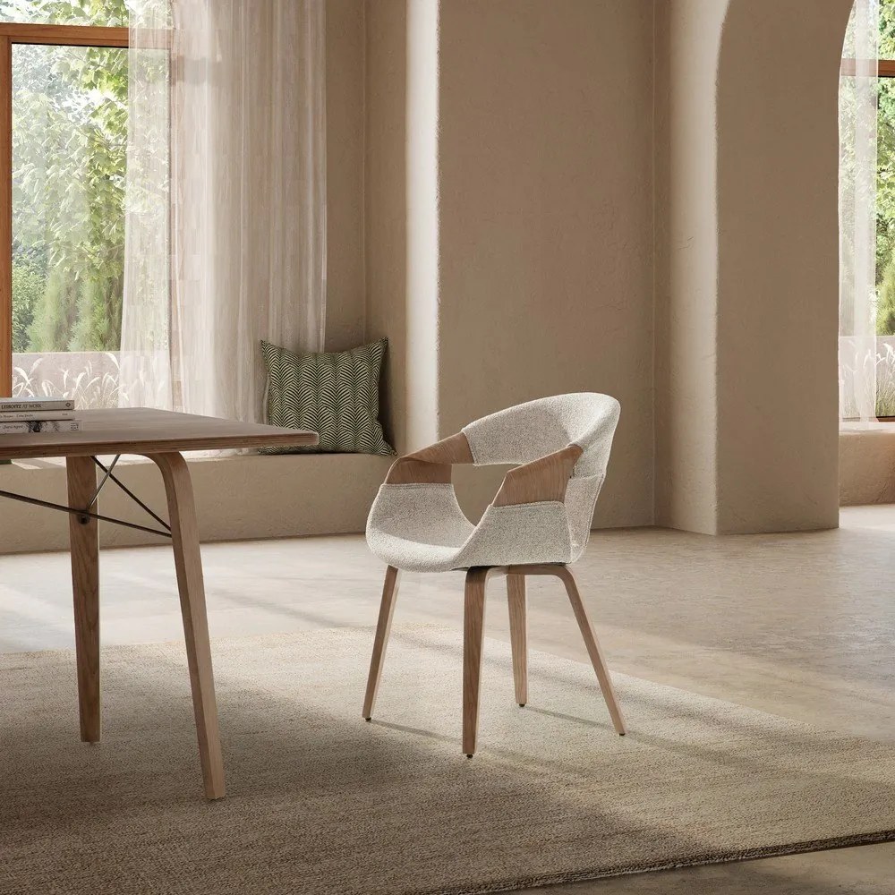 Set de scaune de sufragerie bej cu cotiere 2 buc. tapițat Elif – MOME