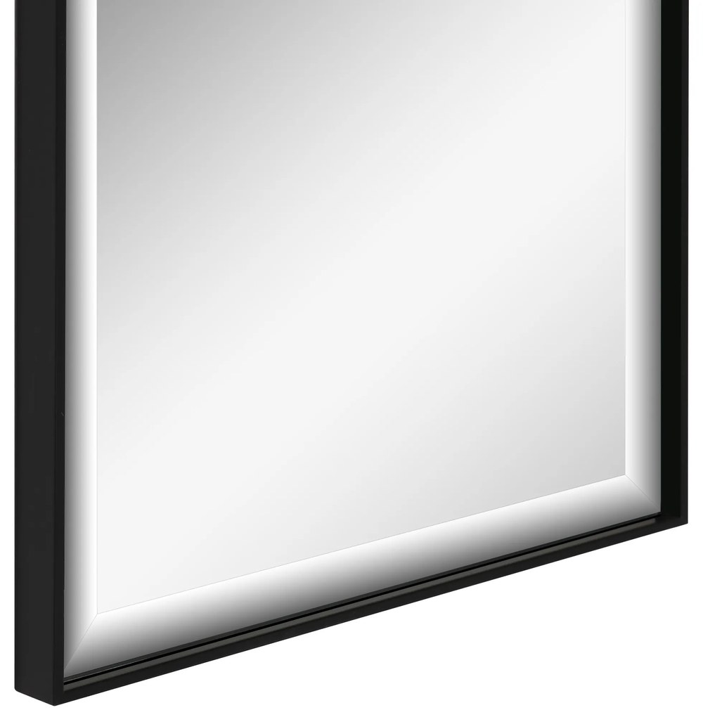 HOMCOM Oglindă de Perete dim. 120L x 35l cm - Film de Securitate Anti Explozie, Sistem de Atașare Inclus - Cadru Aliaj Aluminiu Negru | Aosom Romania