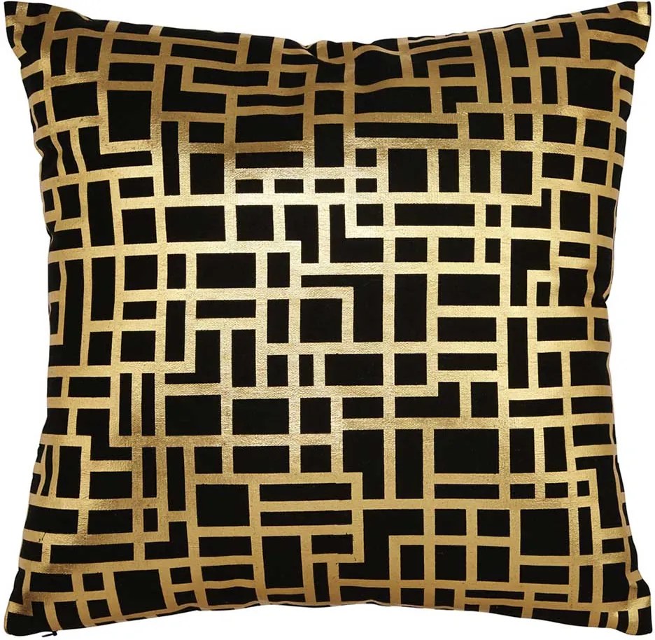 Pernă decorativă - Satoni Black and Gold metallic