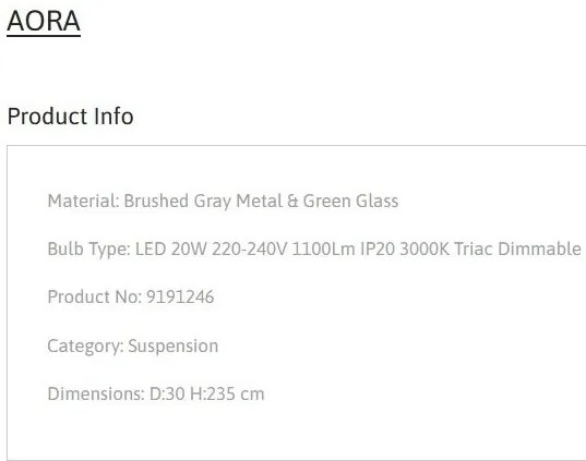 Lustra, Pendul LED, Sticla Verde, AORA, NVL-9191246