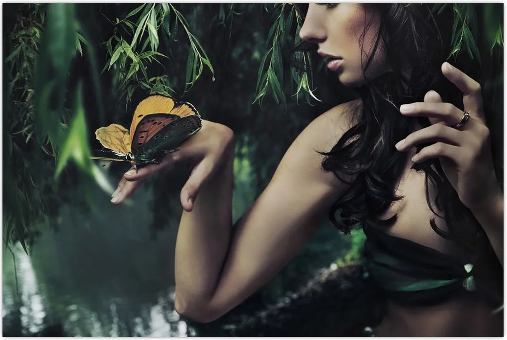 Tablou - Femeia grațioasă cu fluture (90x60 cm)