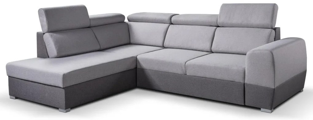 Canapea colțar extensibilă în L MATRIX gri cu spațiu de depozitare, stânga