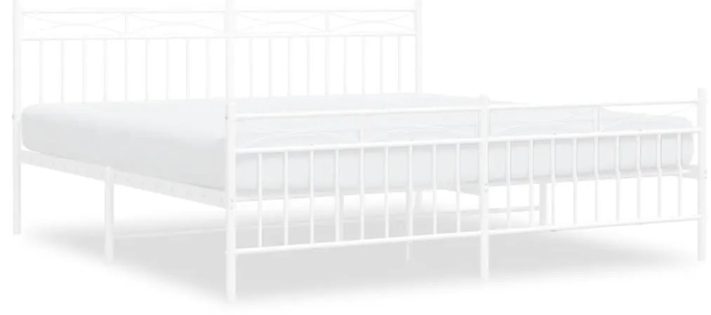 373762 vidaXL Cadru de pat metalic cu tăblie de cap/picioare, alb, 180x200 cm