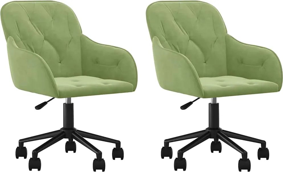 vidaXL Scaune de bucătărie pivotante, 2 buc., verde deschis, catifea