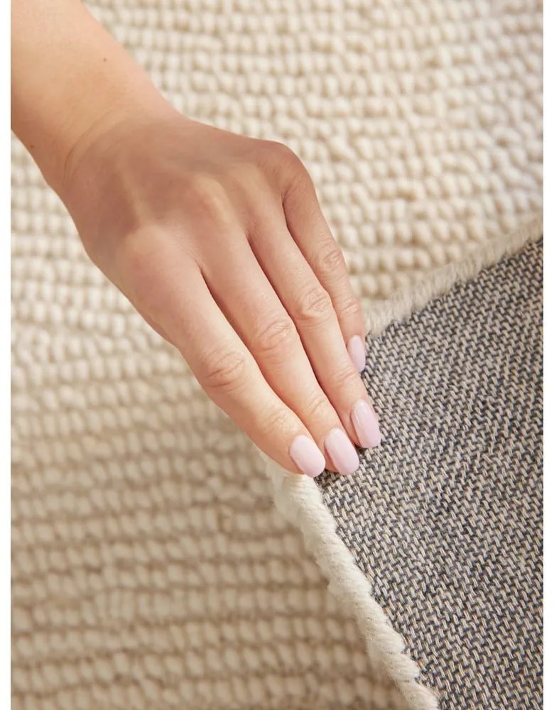 Covor tip traversă în culoare naturală deschisă, țesut manual, din lână 80x200 cm Eleni Natural White – Hanse Home