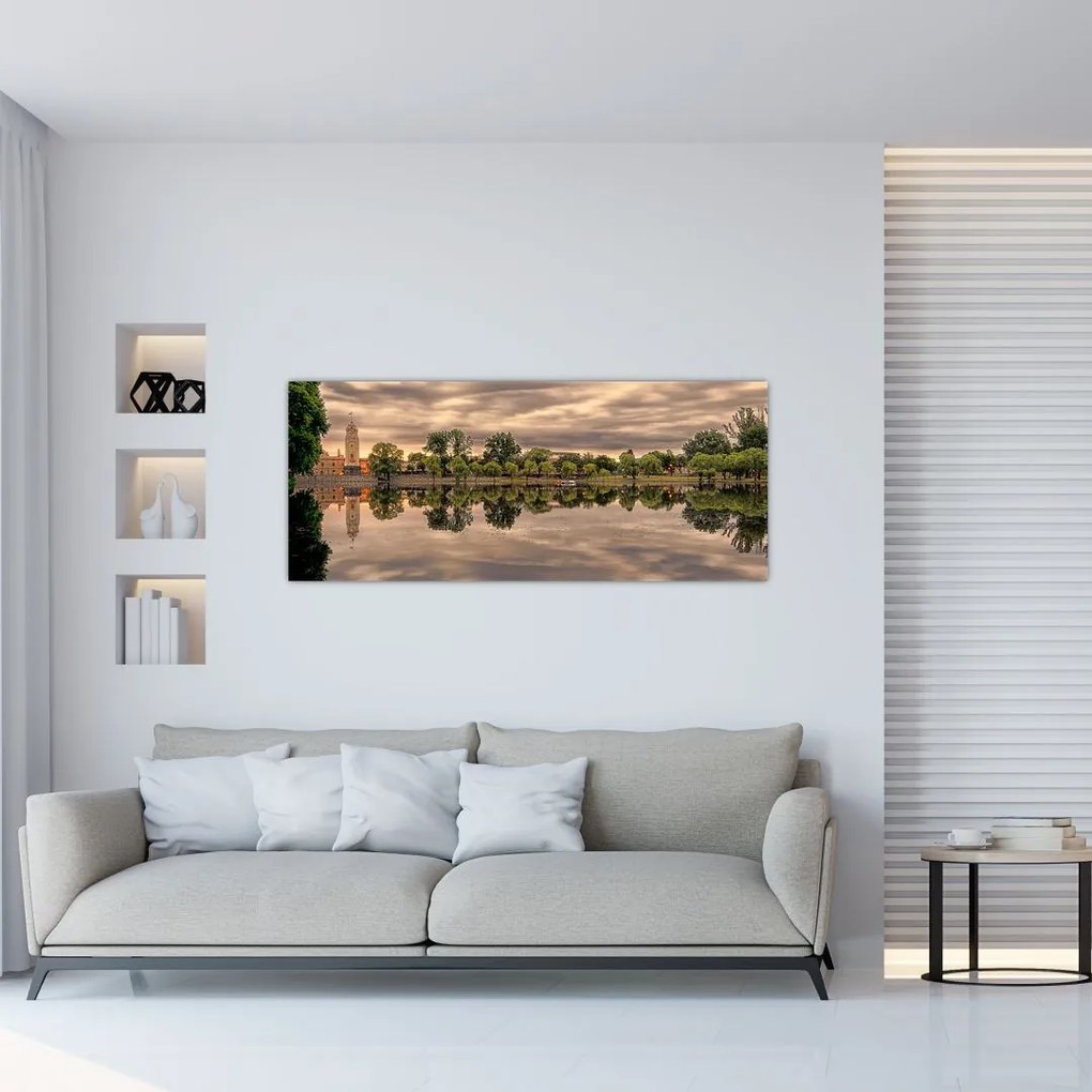Tablou cu lac și copaci (120x50 cm)