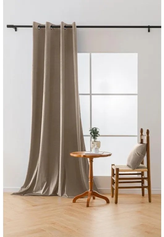 Perdea opaca bej deschis VELVET 140x250 cm Agatat: Inele metalice