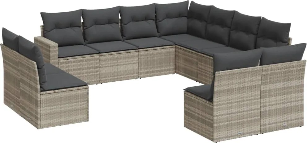 vidaXL Set canapele de grădină cu perne, 11 piese, gri, poliratan