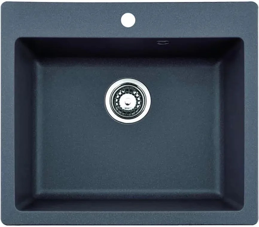 Chiuveta compozit Inter Ceramic finisaj granit gri 57x50 cm cu orificiu baterie