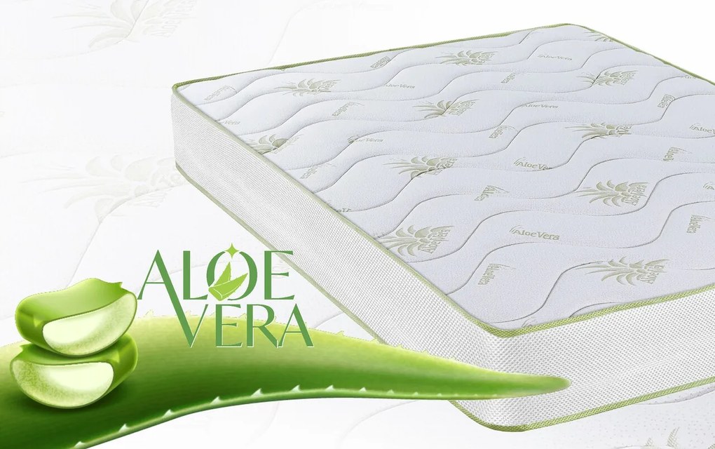Saltea Aloe Vera 14+2 Memory, 200x200 cm, H 18 cm, husa cu fibre de bambus, Ortopedica, aerisire 3D Free Air