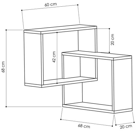 Etajeră de colț RING 68x68 cm albă/antracit