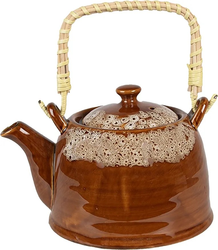Ceainic cu infuzor, maro, din ceramica, capacitate 750 ml, Browny