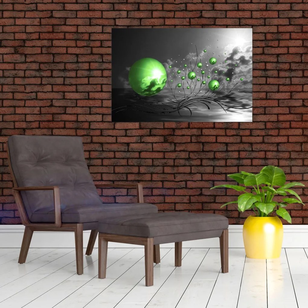 Tabloul bilelor verzi abstracte (90x60 cm)
