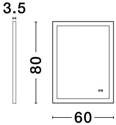 Oglinda baie cu iluminat LED IP44 3000K Ural, 60x80cm NVL-9006037
