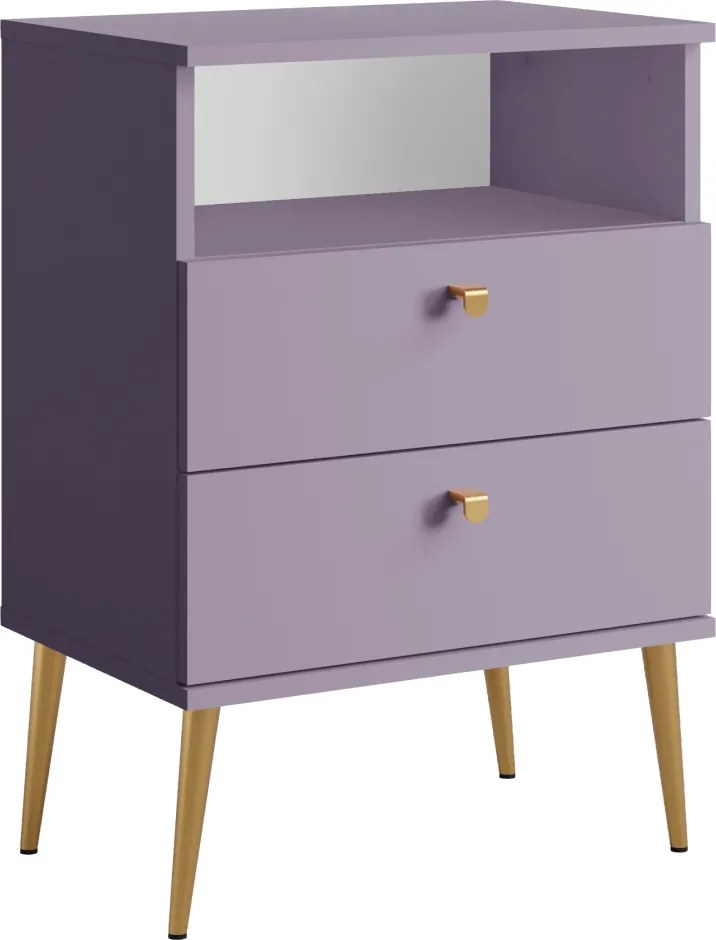 Noptieră cu 2 sertare, violet/auriu, IGNE TYP 2
