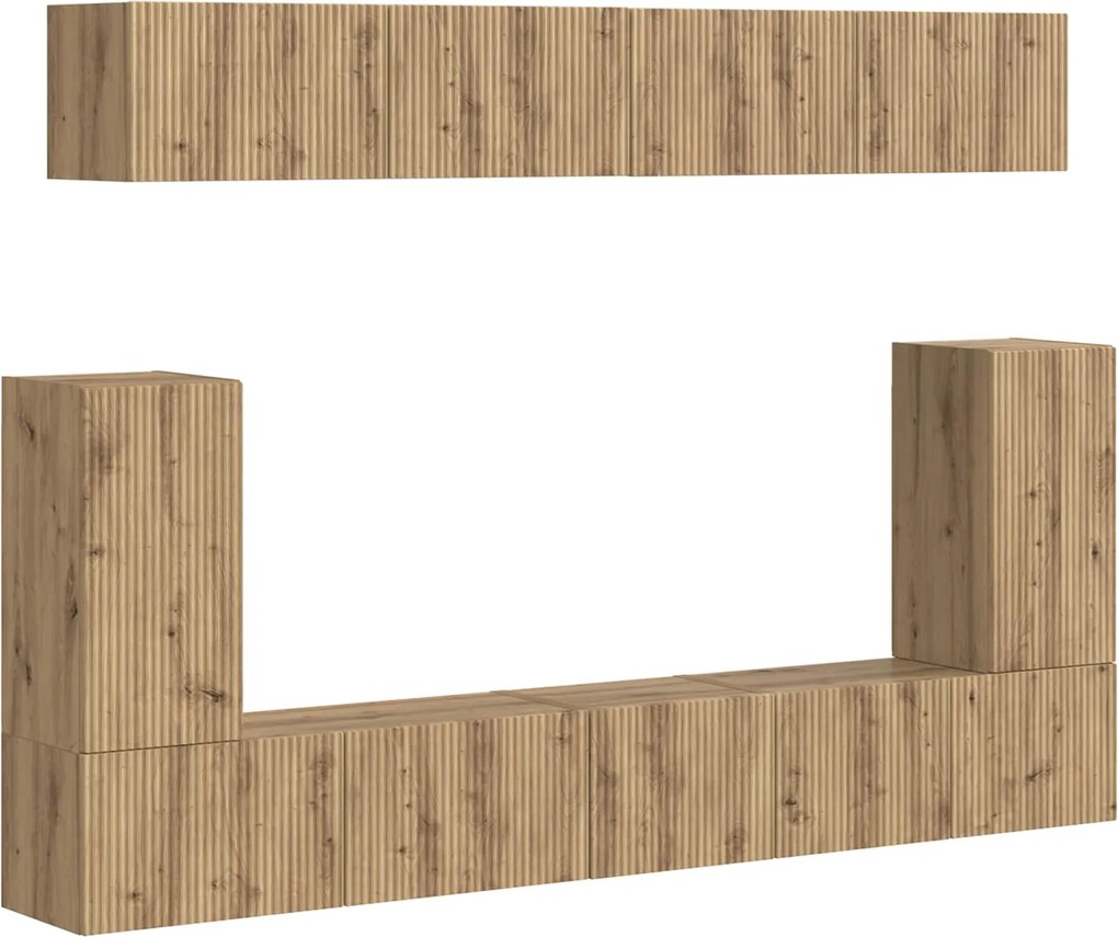 vidaXL Set comodă TV Pe perete 5 pcs Stejar Artizanal Lemn compozit