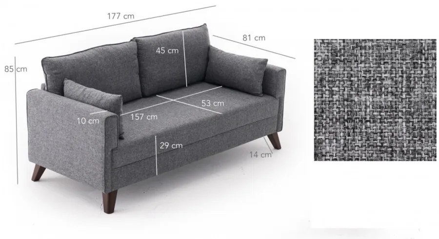 Canapea cu 2 Locuri Bella Sofa For 2 Pr, Gri