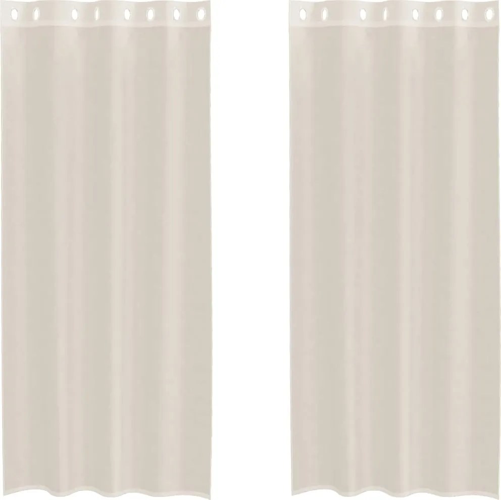 vidaXL Perdele Voile cu Oeli 2 buc Crem 140x245 cm