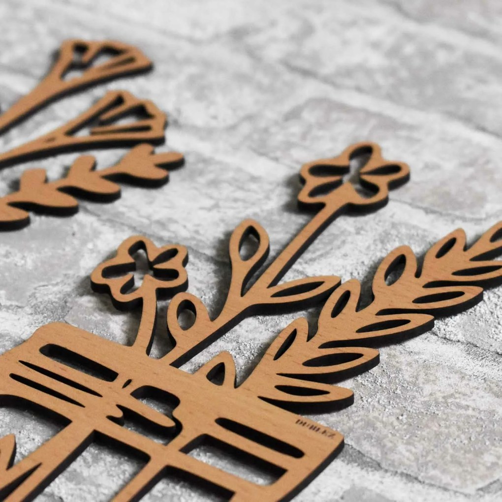 DUBLEZ | Sticker flori 3D din lemn